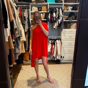 BCBG red Asymmetrical dress